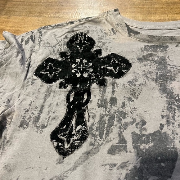 Rare Vintage Affliction Gray Graphic Short Sleeve T-Shirt for Men Size Large - Picture 2 of 6